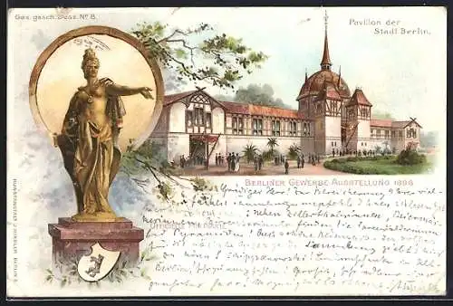 Lithographie Berlin, Gewerbe-Ausstellung 1896, Pavillon