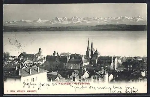 AK Neuchatel, Vue generale, Blick über den Ort