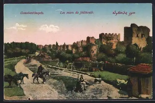 AK Constantinople, Les murs de Jédikoulé, Pferde, Schaf