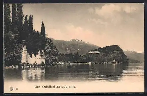 AK Lecco, Villa Serbelloni vista dal ramo di Lecco, Lago di Como