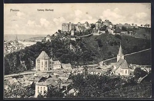 AK Passau, Blick zur Festung Oberhaus
