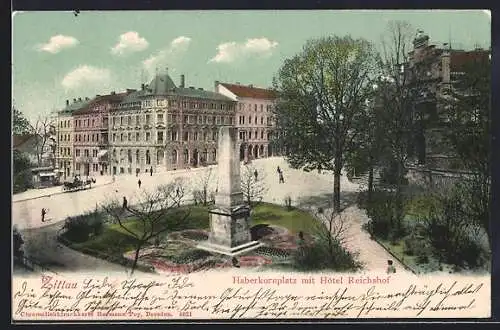AK Zittau, Haberkornplatz mit Hotel Reichshof