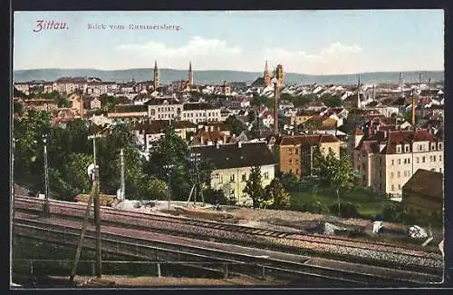 AK Zittau, Blick vom Kummersberg auf die Stadt
