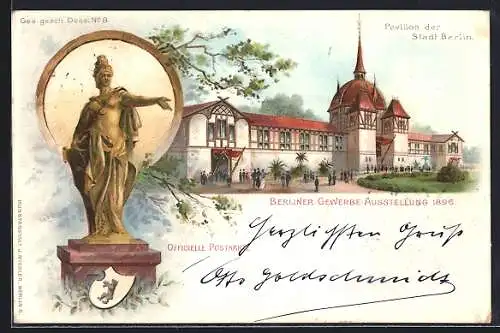 Lithographie Berlin, Gewerbe-Ausstellung 1896, Pavillon