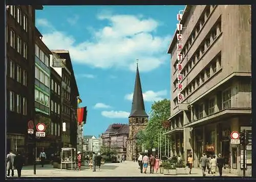 AK Essen, Partie in der Kettwiger Strasse mit Ladengeschäften