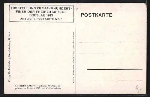 Künstler-AK Arthur Kampf: Breslau, Professor Steffens begeistert zur Volkserhebung, 1813