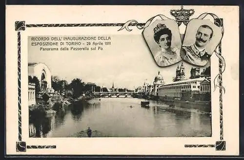 AK Torino, Esposizione 1911, Inaugurazione, Panorama dalla Passerelle sul Po