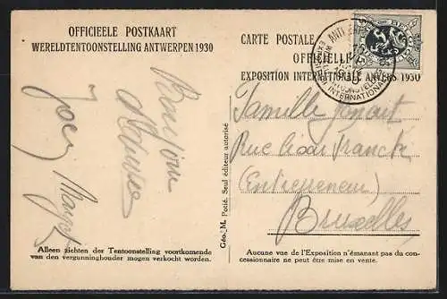 AK Anvers, Exposition 1930, Ausstellung-Avenue de l`Exposition