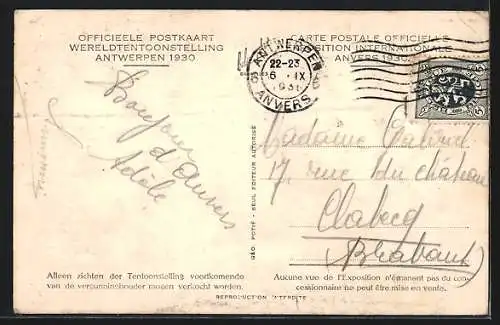 AK Antwerpen, Ausstellung 1930, Hoofdingang in de Nacht