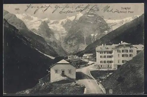 AK Trafoi, Strasse mit Hotel Post