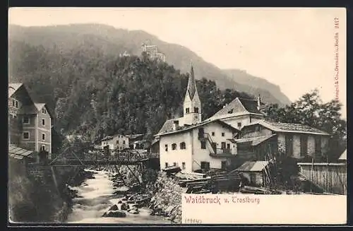 AK Waidbruck, Flusspartie mit Blick auf Trostburg