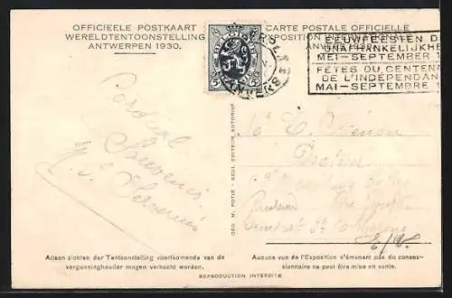 AK Antwerpen, Wereldtentoonstelling 1930, Kongo Paleis