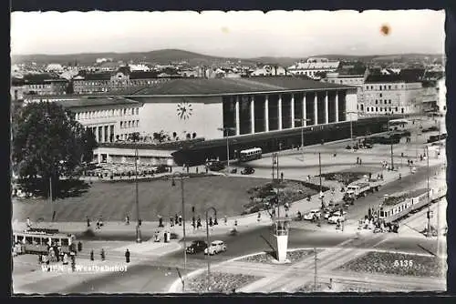 AK Wien, Westbahnhof mit Strassenbahn