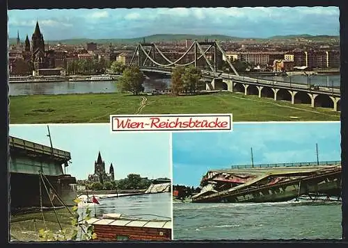 AK Wien, Ansichten der Reichsbrücke und dem Einsturz