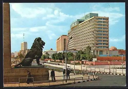 AK Kairo, Hilton Hotel und Löwen Statue