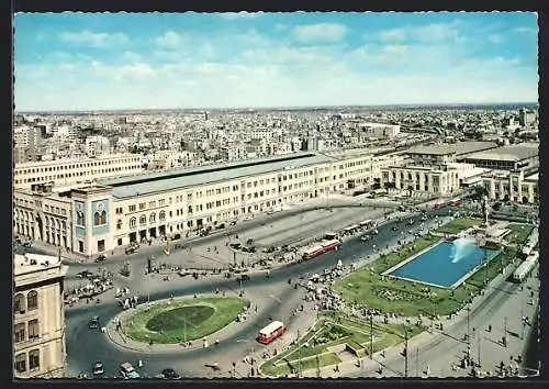 AK Kairo, Ramses Bahnhof aus der Vogelschau