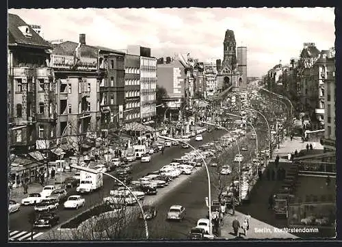 AK Berlin, Kurfürstendamm mit Kaiser Wilhelm-Gedächtniskirche