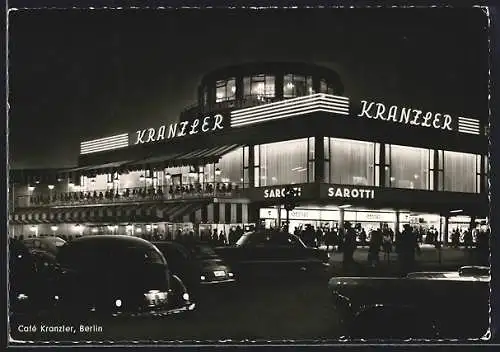 AK Berlin, Nächtlicher Strassenverkehr am Cafe Kranzler
