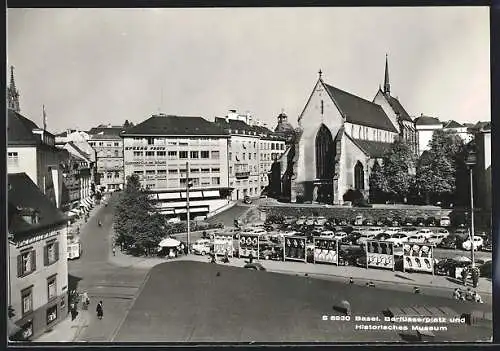 AK Basel, Kirche am Barfüsserplatz und Historisches Museum