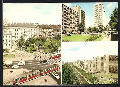 AK Warszawa, Aleje jerozolimskie widok na ulice Smolna, Skwer przy ulicy Nowogrodzkiej, Ulica Swietokrzyska
