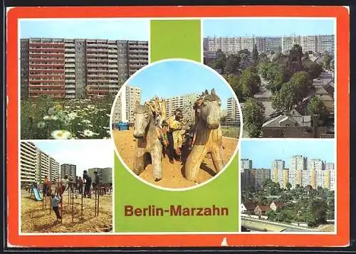 AK Berlin-Marzahn, Ortspartien mit Spielplatz