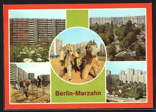 AK Berlin-Marzahn, Hochhaus, Spielplatz