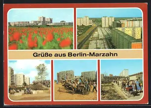 AK Berlin-Marzahn, Skyline, Spielplatz, Ortsansicht