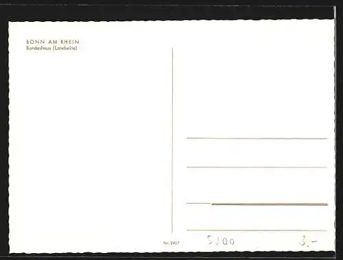AK Bonn am Rhein, Bundeshaus, Landseite