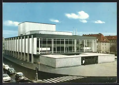 AK Würzburg am Main, Stadttheater mit Strasse aus der Vogelschau