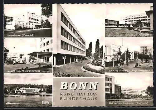 AK Bonn, Bundeshaus, West- u. Rheinseite, Eingang Abgeordnetenhaus