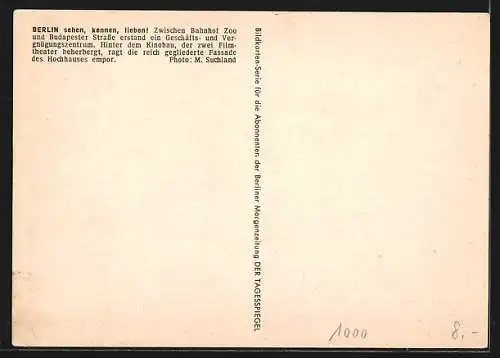 AK Berlin-Charlottenburg, Geschäfts- und Vergnügungszentrum zwischen Bahnhof Zoo und Budapester Strasse