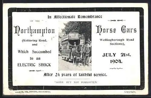 AK Northampton, Horse Cars, Einstellung der Pferdebahn