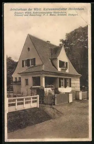AK Stuttgart, Bauaustellung 1908, Arbeiterhaus der Württ. Kattunmanufaktur Heidenheim