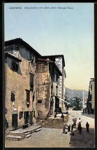 AK Lovrana, Hauptplatz mit dem alten Georgs-Haus