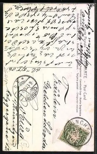 Künstler-AK Angelo Asti: charmant blickendes Fräulein mit roter Haarschleife