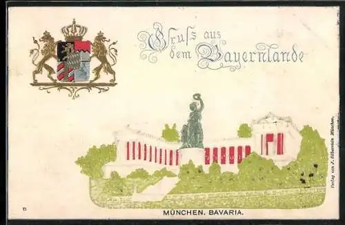 AK München, Bavaria, Landeswappen