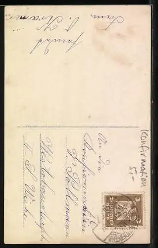 AK Mädchen mit Bibel in der Kirche, Konfirmation