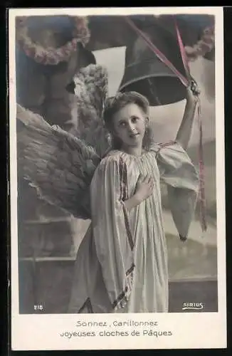 AK Osterengel läutet Glocken zu Ostern