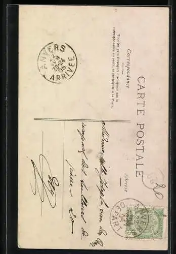 AK Zwei Osterengel unter fliegenden Glocken, Joyeuses Paques