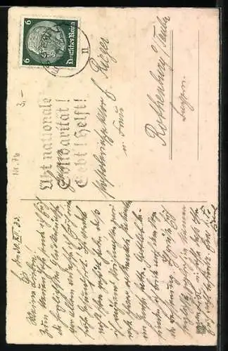 AK Drei Zwerge feiern im Wald, Neujahr