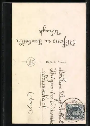 AK Kind mit grossem Hufeisen, Gelukkig Nieuwjaar