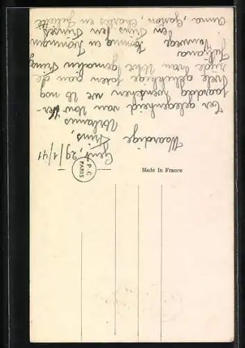 AK Mann in Hufeisen mit Rosen, Heureuse Anniversaire