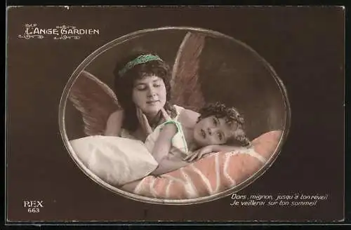 AK Schutzengel wacht über ein Kind, L`Ange Gardien