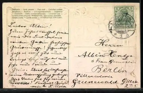 AK Goldene Jahreszahl 1909 in einem Rahmen aus Klee, Neujahr