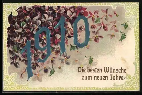 Präge-AK Jahreszahl 1910, Neujahr
