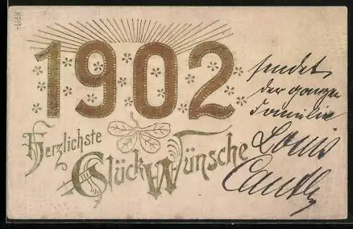 AK Goldene Jahreszahl 1902, Neujahr