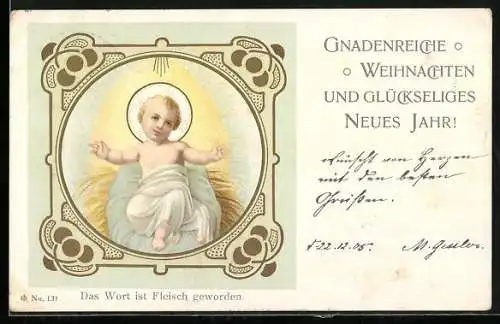 AK Jesuskind in der Krippe, Das Wort ist Fleisch geworden, Weihnachten und Neujahr