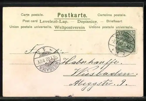 AK Jahreszahl 1902 auf einer Blumenwiese, Glückliches 1902