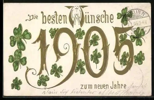 AK Die besten Wünsche 1905 zum neuen Jahre