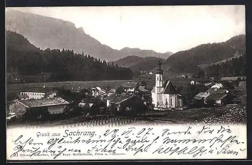 AK Sachrang, Ortspartie an der Kirche
